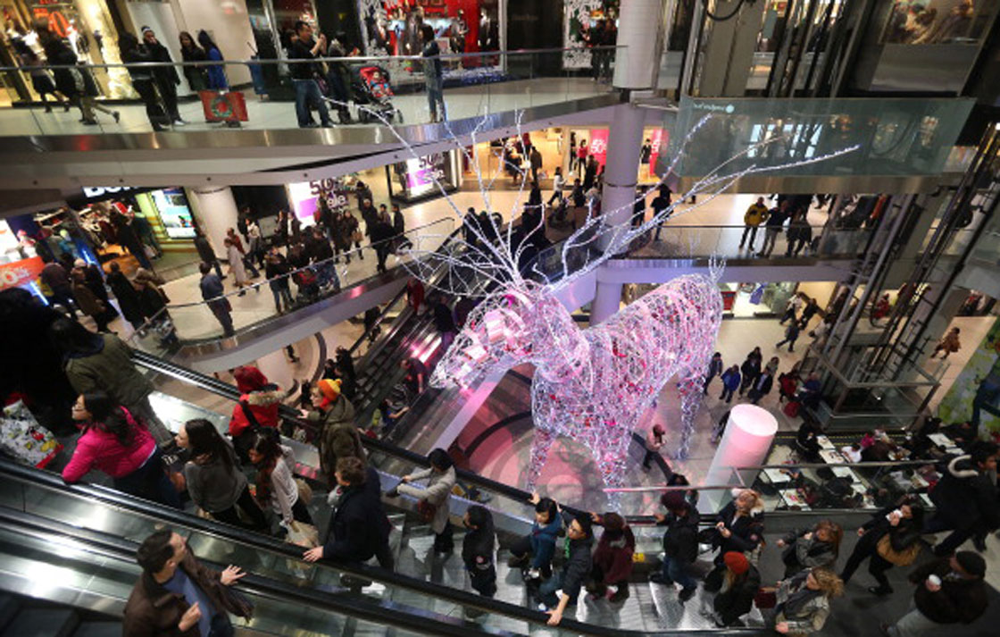 The Eaton Centre in Toronto was busy on Saturday -- but is poised to be even busier on Tuesday, which will be the busiest shopping day of the year.