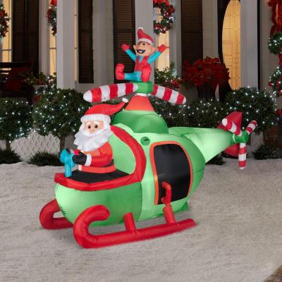 An 8 ft. Inflatable Animated Helicopter Santa decoration as featured on The Home Depot's website. 