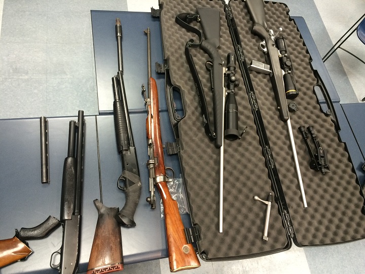 Police discovered a cache of weapons during a routine call to a home in the Daniel McIntyre area Wednesday night.
