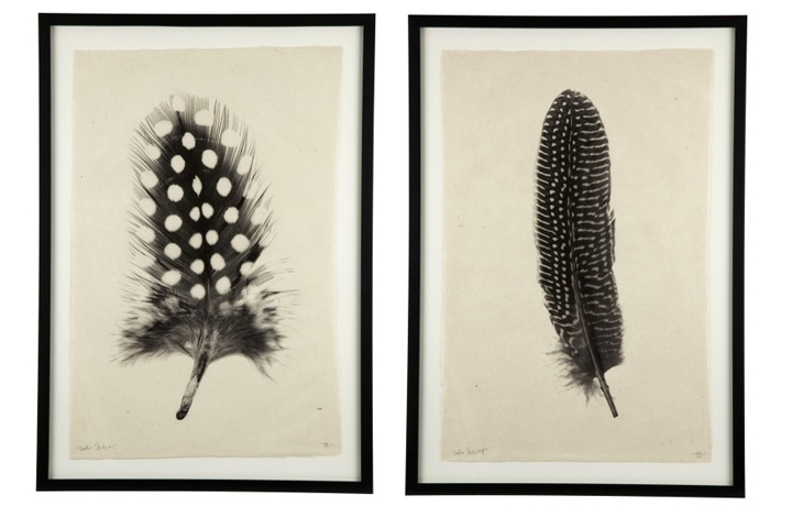 Jayson Home's evocative series of Instagram-y feather photographs printed on handmade paper are quiet, rustic, modern wall art.