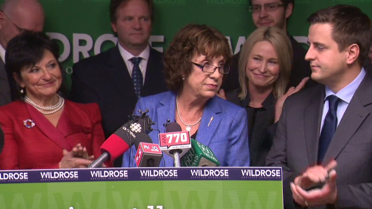 Wildrose MLA Heather Forsyth at a news conference in Calgary announcing her appointment as the party's interim leader.