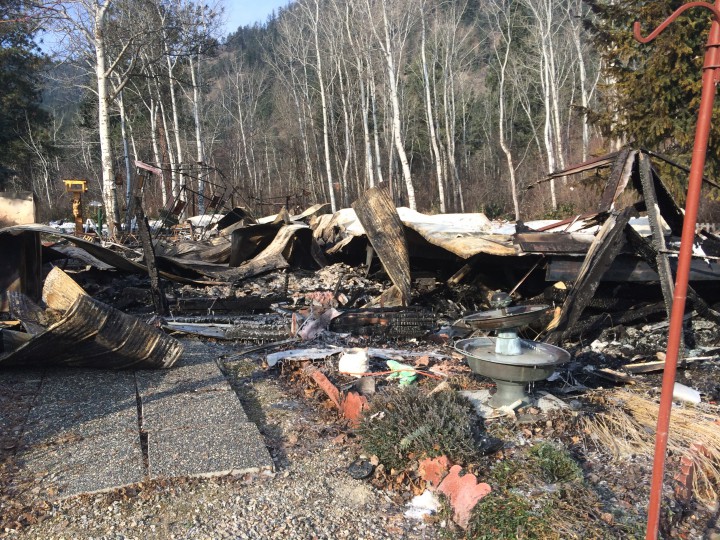 The aftermath of a fire that reduced a North Okanagan home to debris.   