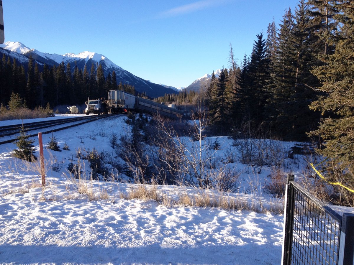 A Canadian Pacific Railway freight train derailed west of Banff, at about 2 a.m. on Friday, December 26th, 2014. 