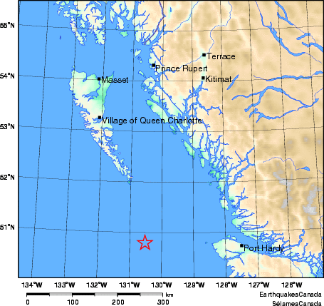 Approximate Location of Earthquake: There are no reports of damage, and none would be expected. No tsunami expected.