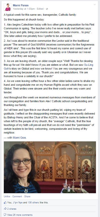Marni Ross’ full Facebook post