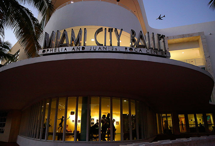 This Nov. 10, 2014 photo shows the Miami City Ballet studios in Miami Beach, Fla. The company's classes for dancers and students can be seen from the street through floor-to-ceiling windows, offering a serene contrast to the gaudiness on the beach a couple blocks away.