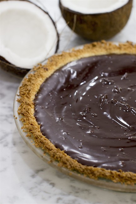A chocolatey rich coconut cream pie for Christmas