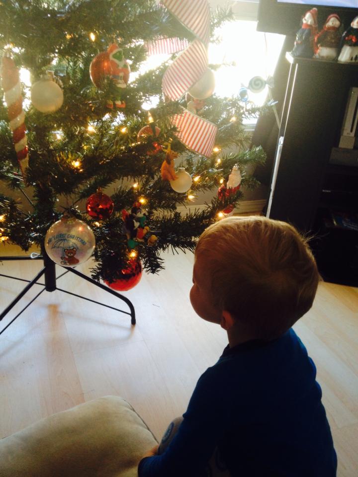 Bentley Kingsmith admires his favourite ornament.