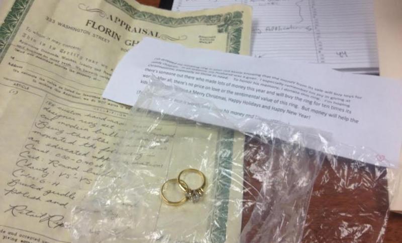 An anonymous woman dropped her diamond engagement ring and wedding band into a red kettle in Boston last week.