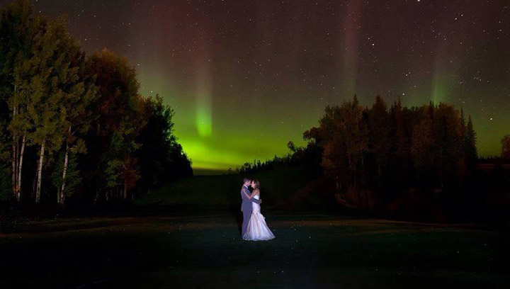 Sept 24: Talk about a photo bomb! This photo was taken by Kandis Riese of an aurora borealis photo-bomb during La Ronge Mayor Thomas Sierzycki ‘s wedding at Elk Ridge in Waskesiu.