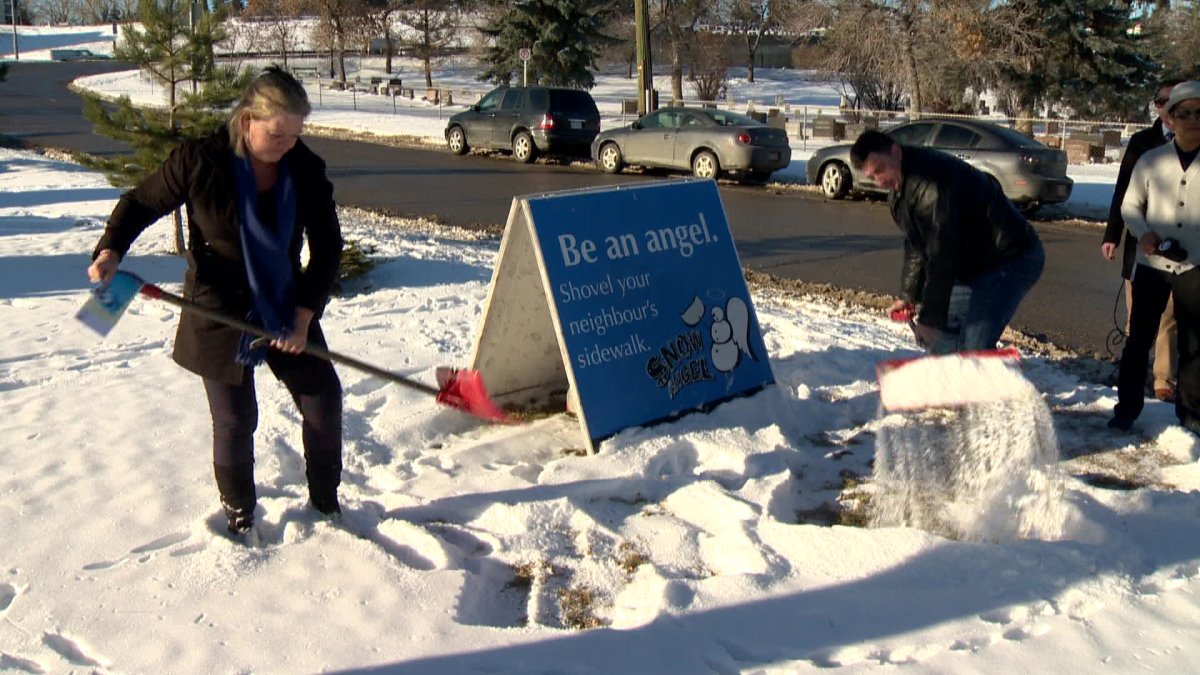 The City of Calgary's Snow Angels program is to help seniors and people with mobility issues keep their walks clear of snow.