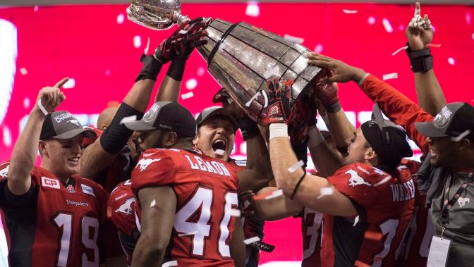Rally held downtown for 2014 Grey Cup champions the Calgary Stampeders ...