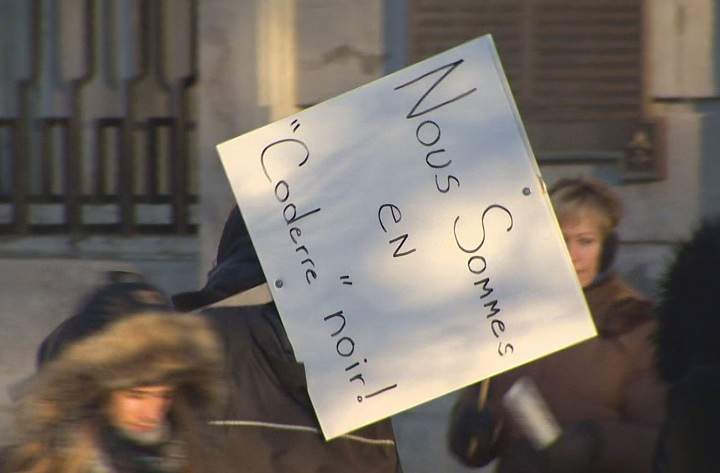 Thousands of white-collar workers in Montreal protested Quebec's proposed pension changes on December 2, 2014.