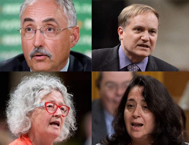 NDP MPs Dennis Bevington (top left), Peter Julian (top right), Linda Duncan (bottom left), and Paulina Ayala.