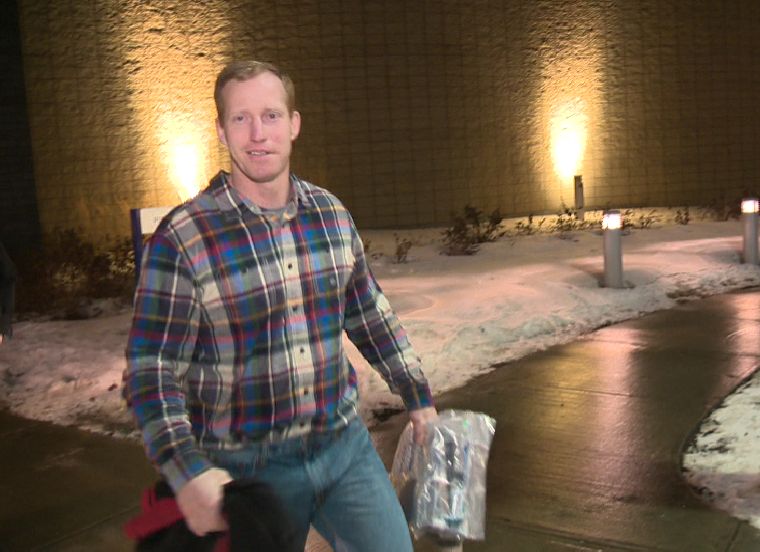 Travis Vader walks out of the Edmonton Remand Centre Tuesday evening on $25,000 bail.