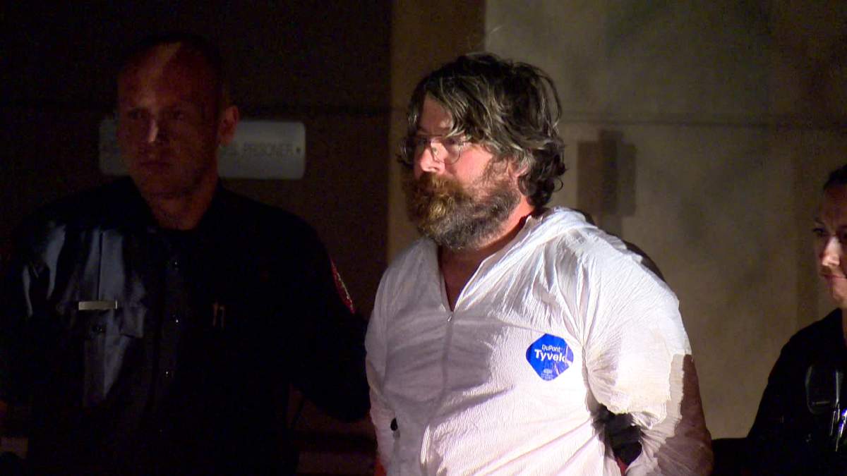 Trevor Kloschinsky is charged in the first-degree murder of Rod Lazenby on a rural property near Priddis, south of Calgary, in August 2012.