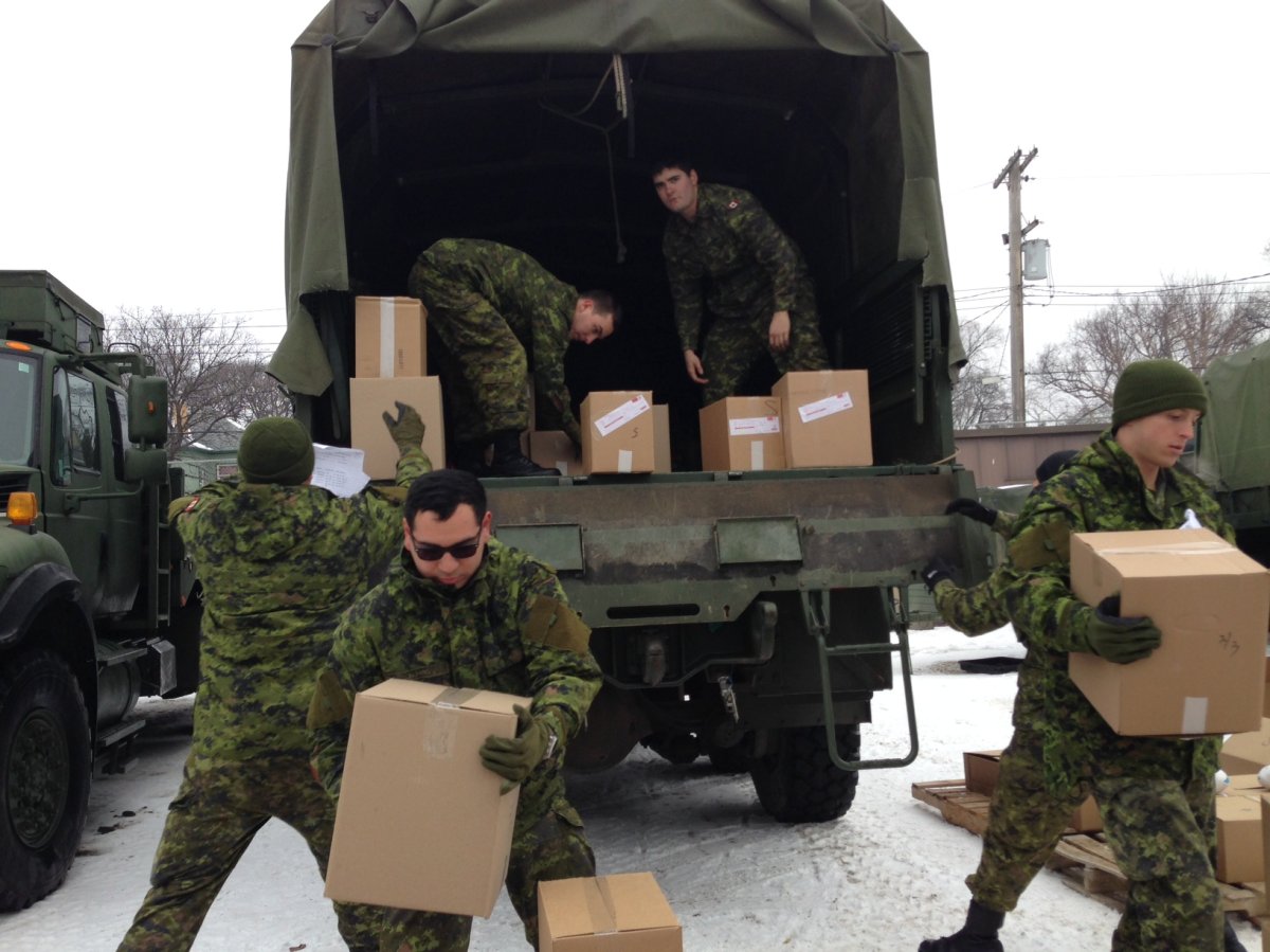 Soldiers spend Saturday   packing up Christmas Cheer Board hampers and handing them out to deserving families in the community.