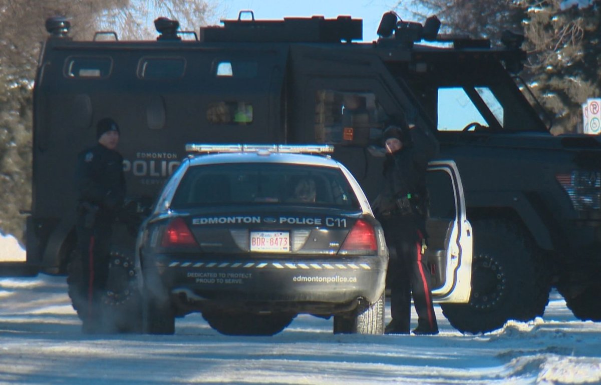 Police respond to a weapons complaint at a south Edmonton home. Jan. 8, 2015.