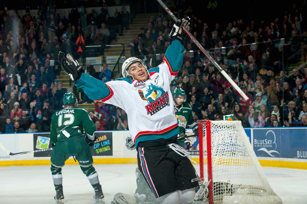 Kelowna Rockets' Tyrell Goulbourne had a five point night with two goals and three assists.