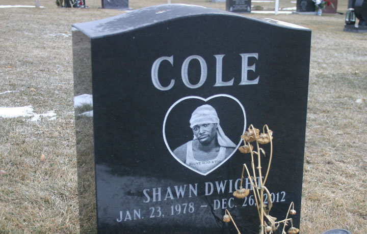 Shawn Cole was buried in a Pickering cemetery in January, 2013. 