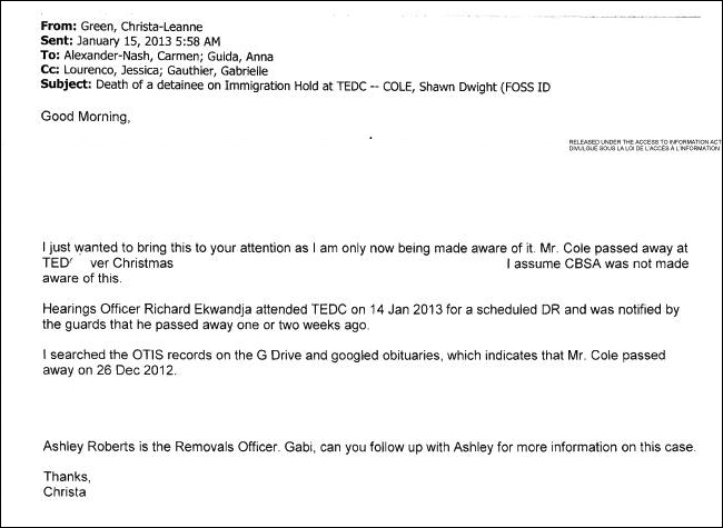 CBSA learned of its own detainee’s death by accident – three weeks later - image