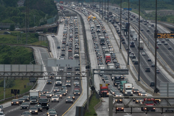 Afternoon traffic on highway 401 East and West bound in Toronto on June 23, 2014.
