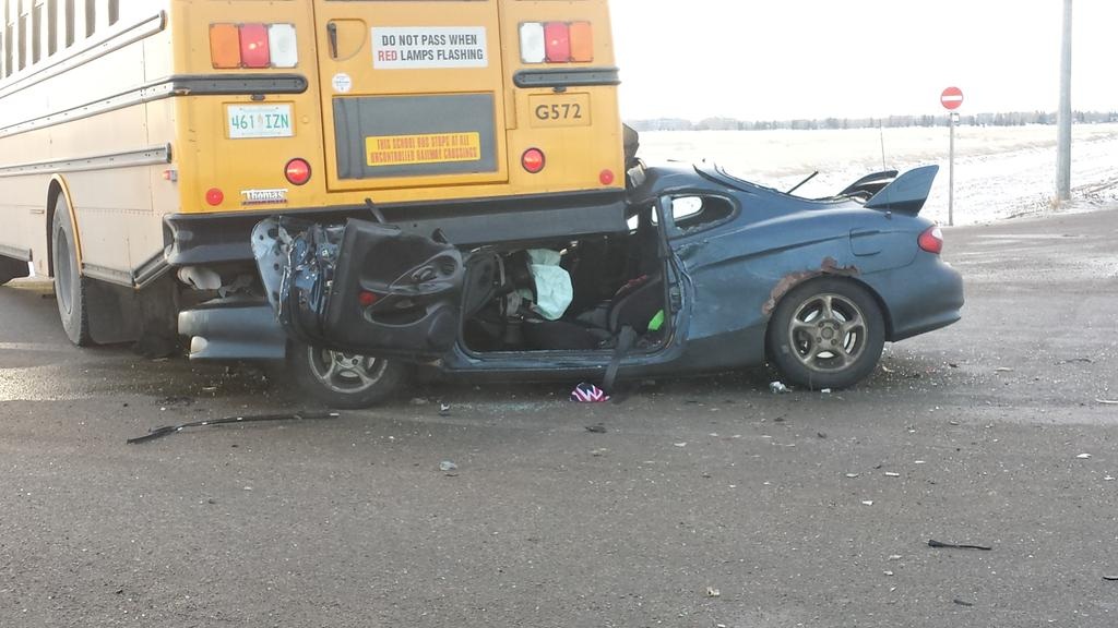 A serious accident between a school bus and a car this afternoon.