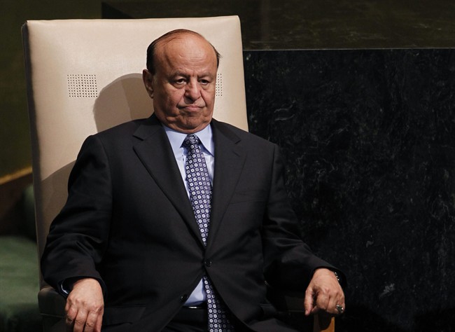  In this Wednesday, Sept. 26, 2012 file photo, Abed Rabbo Mansour Hadi, President of Yemen, sits after addressing the 67th session of the United Nations General Assembly at U.N. headquarters. 