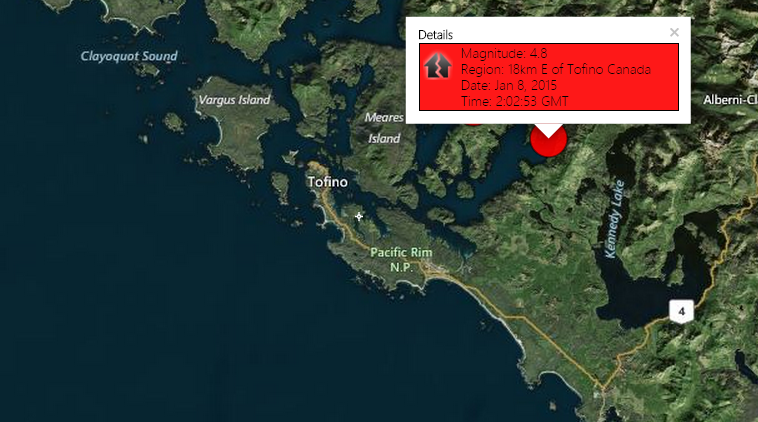UPDATE: No damage reported after earthquake hits east of Tofino - image