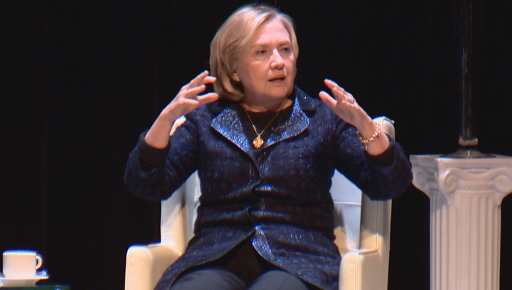 Former U.S. secretary of state Hillary Clinton touches on terrorism, healthcare in speech to full house in Saskatoon.