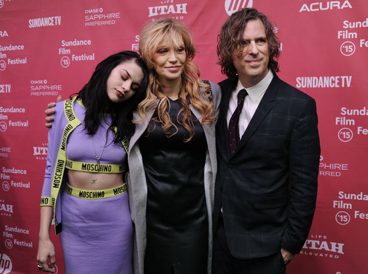 Kurt Cobain's daughter Frances Bean Cobain and his wife Courtney Love, pictured with filmmaker Brett Morgen.