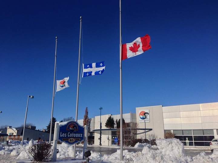 The flags were at half-mast in Les Coteaux on January 5, 2015.