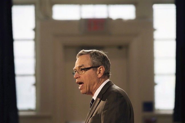 Joe Oliver, Minister of Finance, announces an investment in community-based chronic disease prevention for St. James Town during a press conference in Toronto on January 16, 2015.