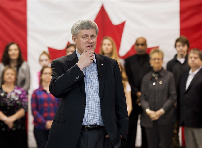 Prime Minister Stephen Harper makes an announcement at Framecraft Ltd. in St. Catharines, Ont., on Thursday, January 22, 2015. 