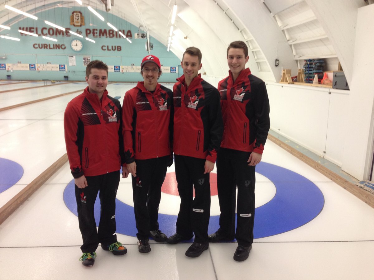 Granite skip Matt Dunstone (left) is playing in his first Canadian Junior Men's Curling Championship since winning it back in 2013.