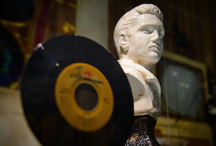 Elvis Presley memorabilia on display in London in December 2014.