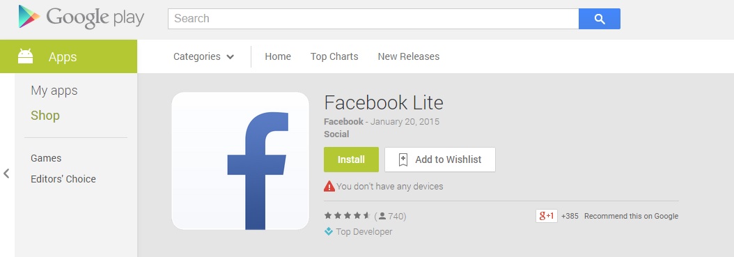 facebook lite app download