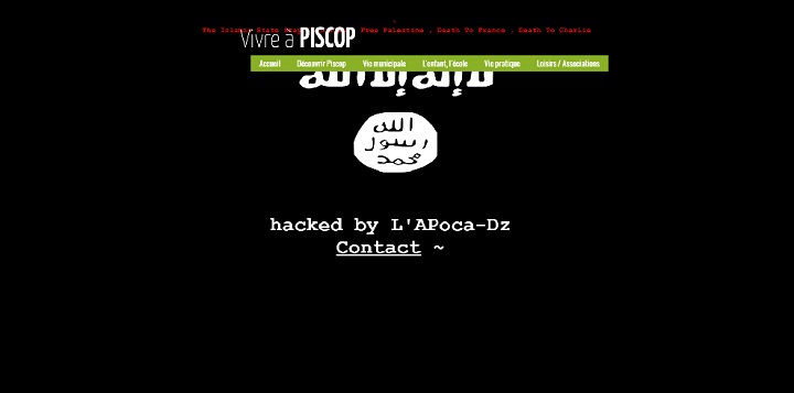 Several communities on the outskirts of Paris had their websites hacked and replaced with the image of an ISIS flag and the message "Death to Charlie." .