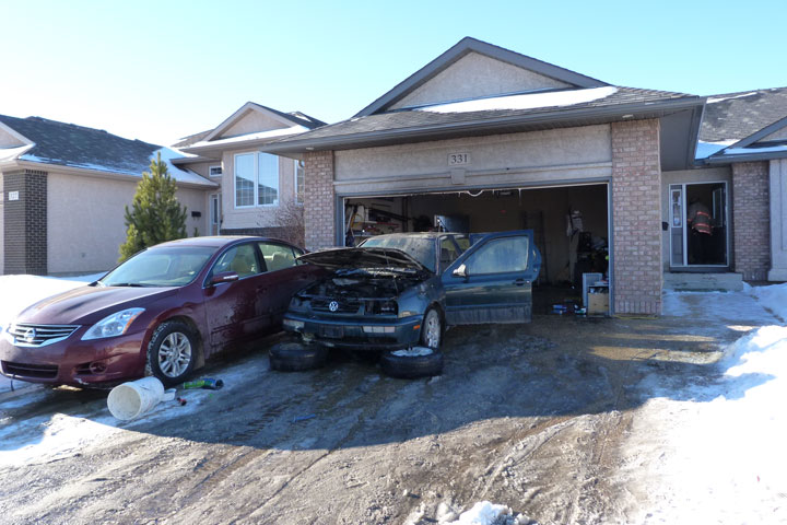 The Saskatoon Fire Department extinguished a vehicle inside a Stonebridge neighbourhood garage Saturday.