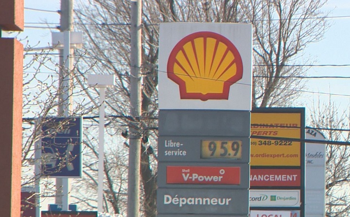 Montreal gas prices on January 14, 2015.