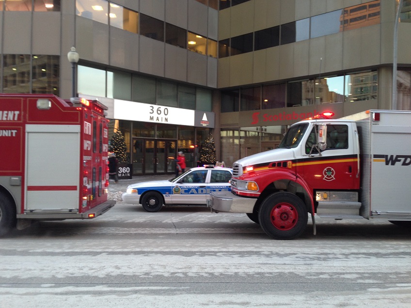 Winnipeg Fire Department's Hazardous Materials Unit responded to suspicious package at 360 Main Street.