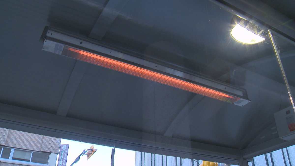 The bus shelter for westbound bus service (stop 180) at 11th Avenue and Cornwall Street is the first  shelter that has received the heater upgrade.