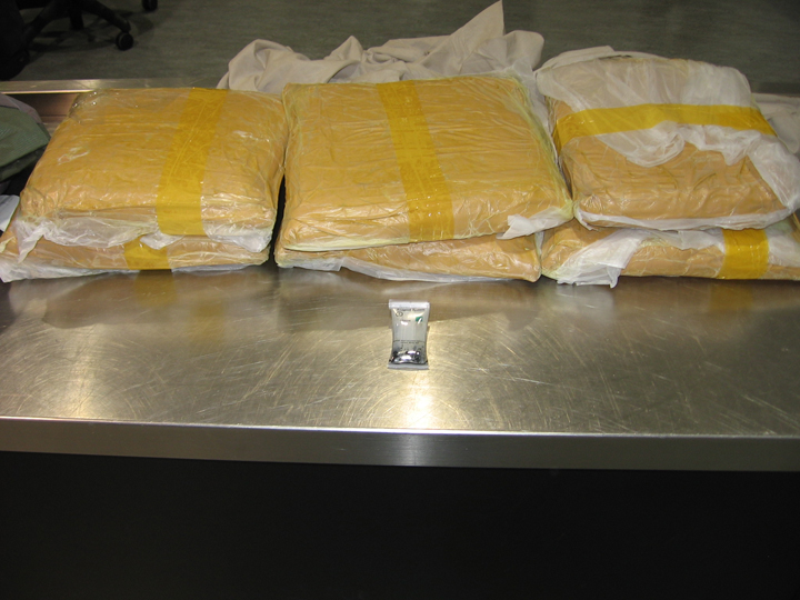 A photo of the 17kg package border officials say is suspected heroin