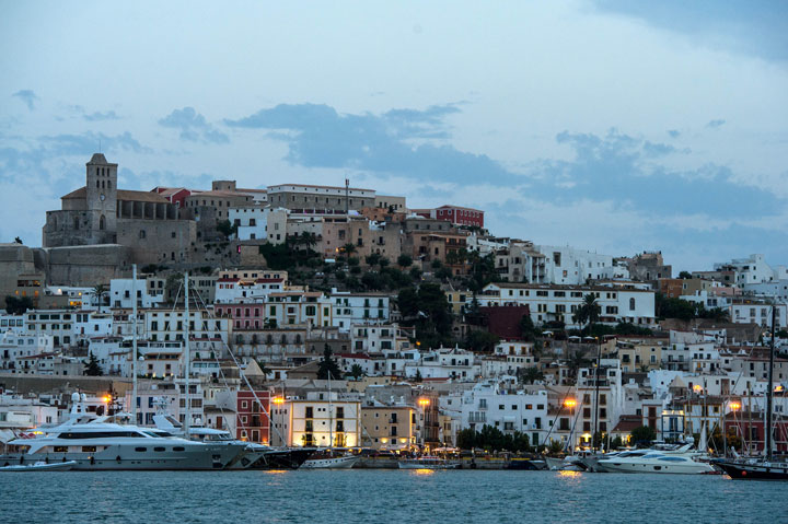 A general view of Ibiza old town at dusk on August 22, 2013 in Ibiza, Spain. 