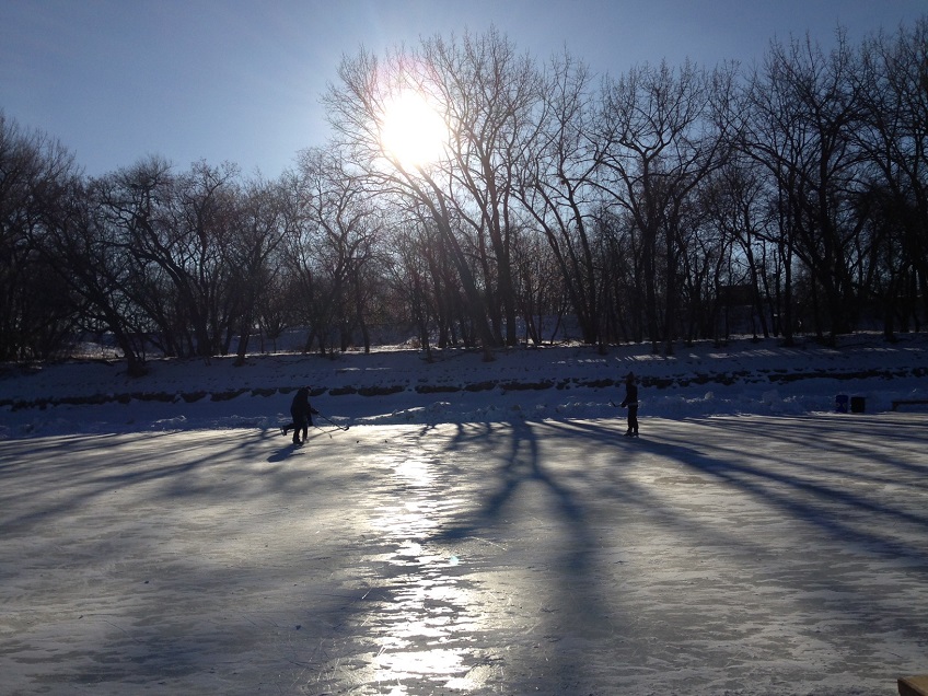 Last weekend for ice skating on Red River Trail, Assiniboine Park duck pond - image