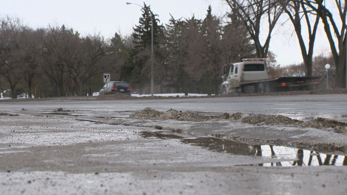 Regina roads were slushy and icy on Saturday (pictured) and Sunday, leading to a number of injuries and car accidents.