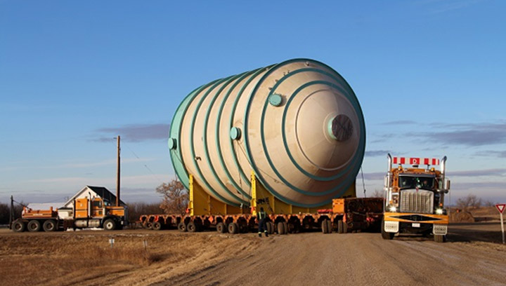 Crystallizer unit being moved from Saskatoon to the K+S potash mine near Bethune, Sask. over a three-day period.