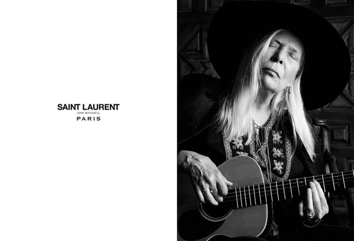 Joni Mitchell appears in an ad for Saint Laurent.