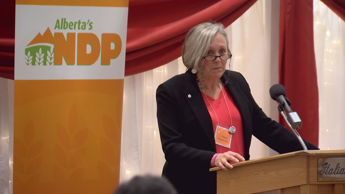 Maria Fitzpatrick addresses the Lethbridge East NDP riding association after earning the provincial nomination.