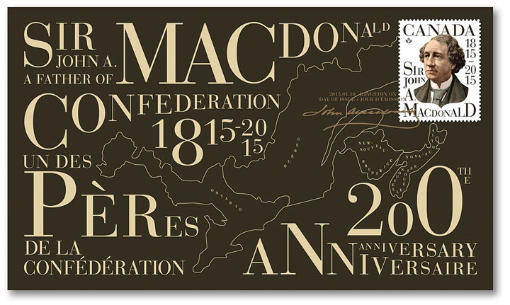 The stamp in honour of Sir John A. MacDonald's 200th birthday.
